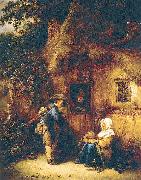 Ostade, Isaack Jansz. van Traveller at a Cottage Door oil painting reproduction